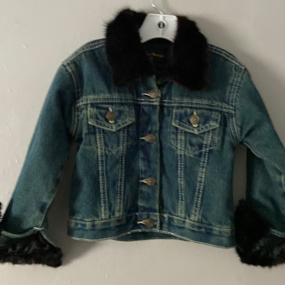 Fur Trimmed Toddler Aziza Denim Jacket